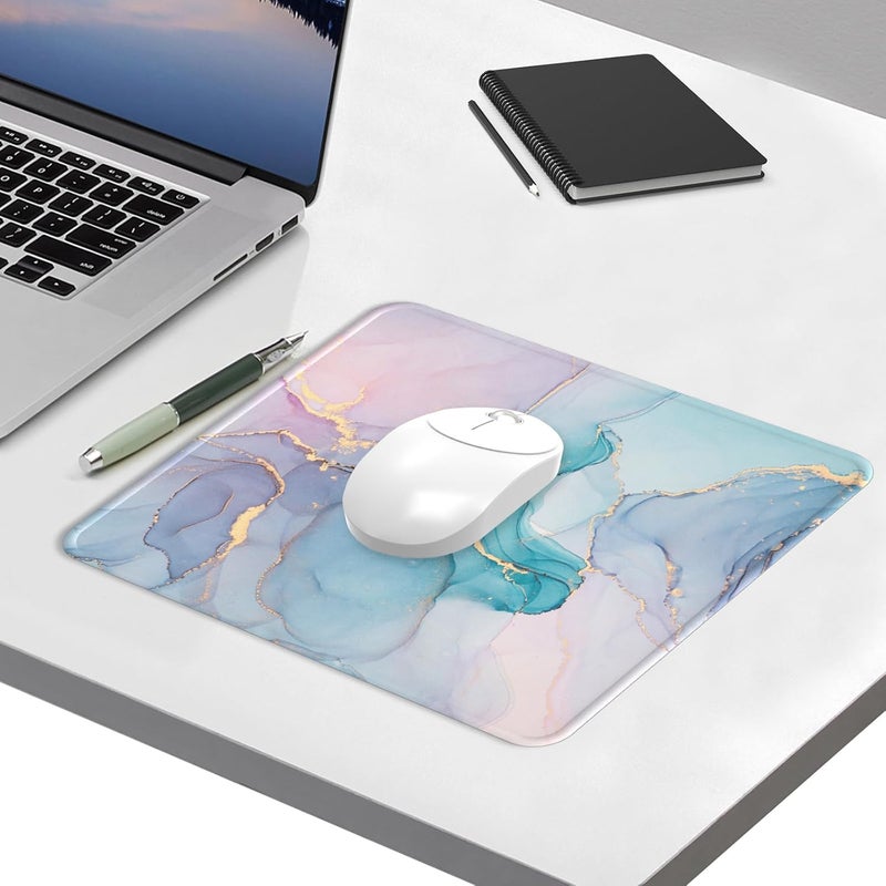 eulps Mouse Pad with Stitched Edge, Multiple Patterns Computer Mouse Pads with Non-Slip Rubber Base, Washable Cloth Mousepad, for Gaming, Laptop, PC (Blue Blush Marble) - Image 3